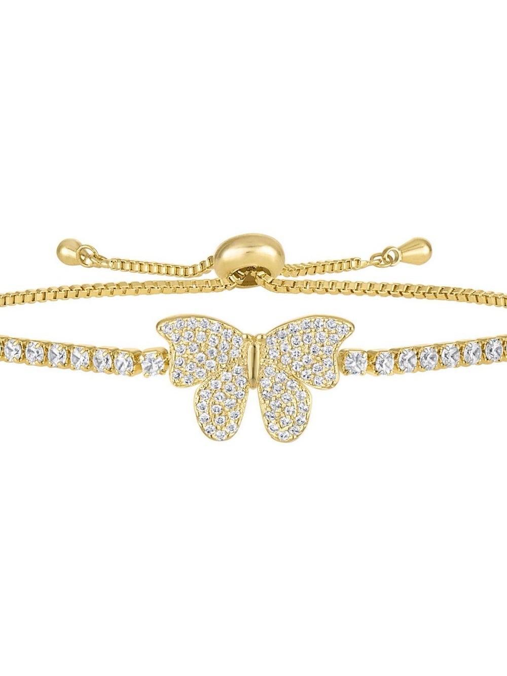 Gold Butterfly CZ Adjustable Bracelet